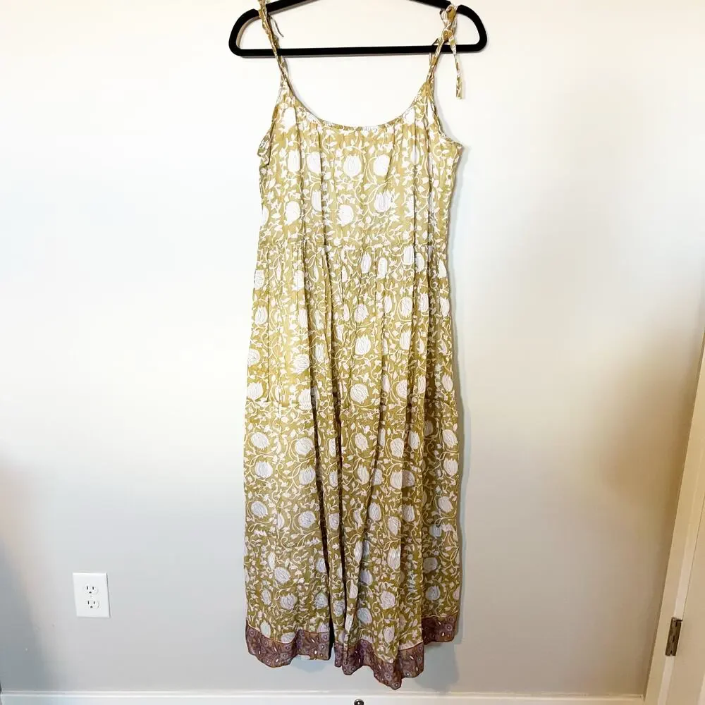 Marea floral tie straps cotton front button dress‎ large - Picture 2 of 9
